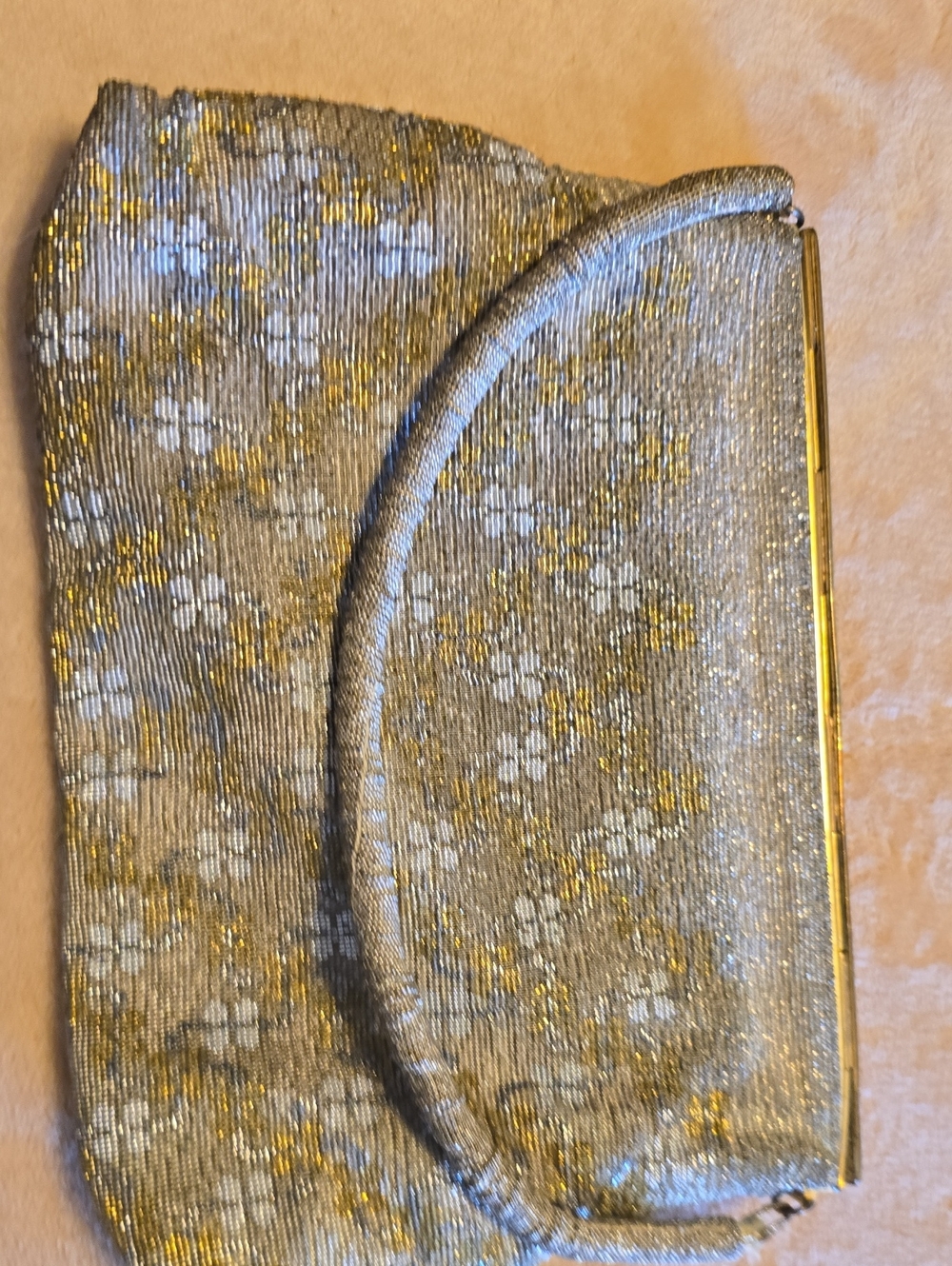 Vintage Metallic Gold Floral Evening Clutch - Women Accessories